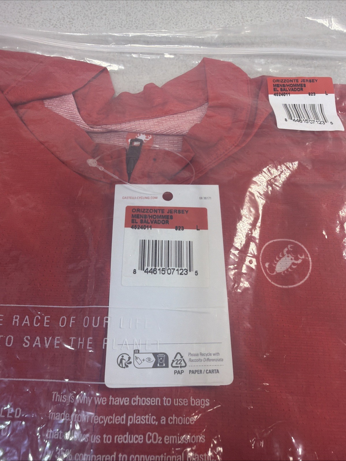 CASTELLI ORIZZONTE JERSEY MENS SIZE LARGE RED