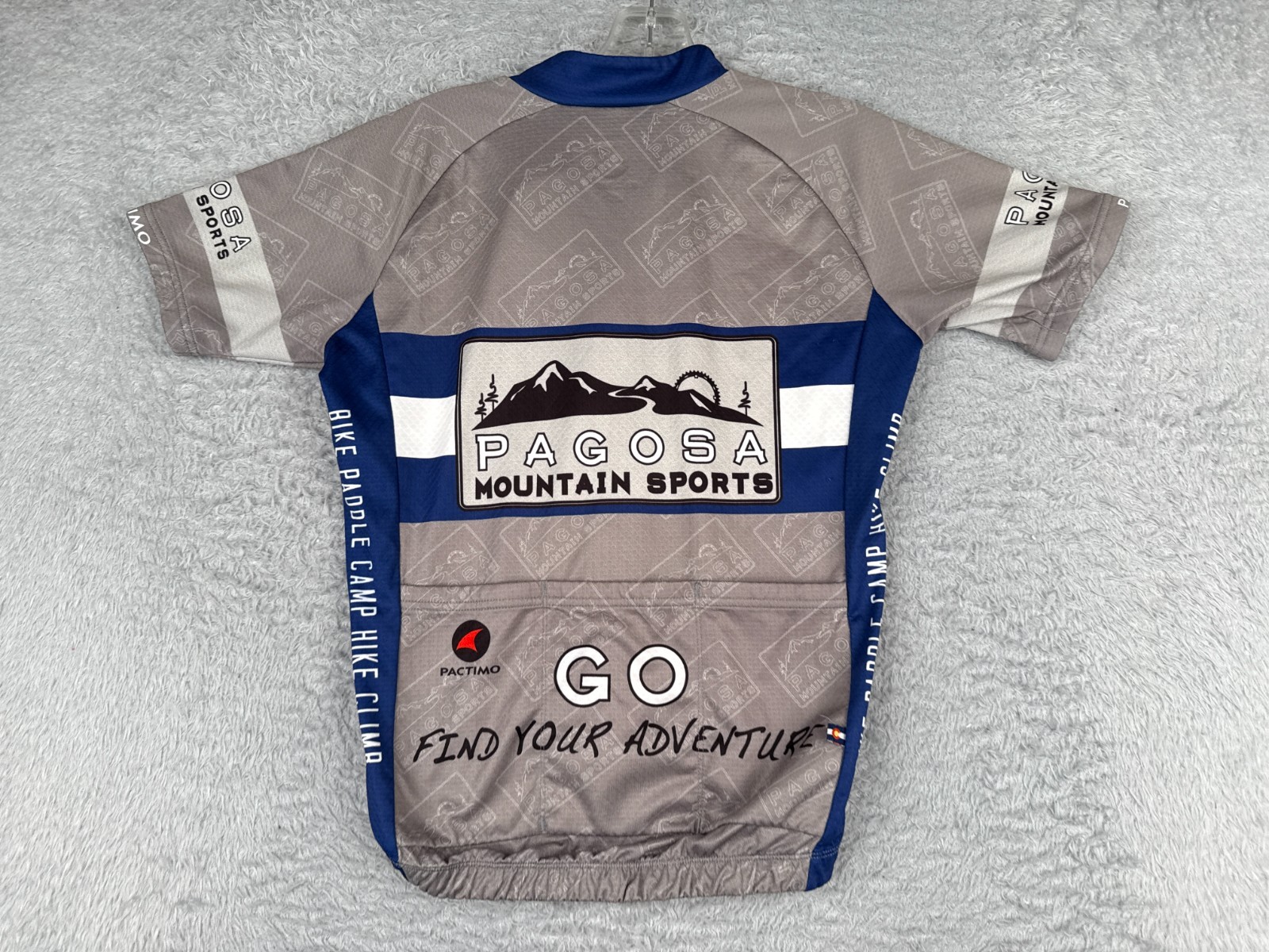 Pactimo Cycling Jersey Mens 2XS XXS Gray Blue Full Zip Short Sleeve Pagosa