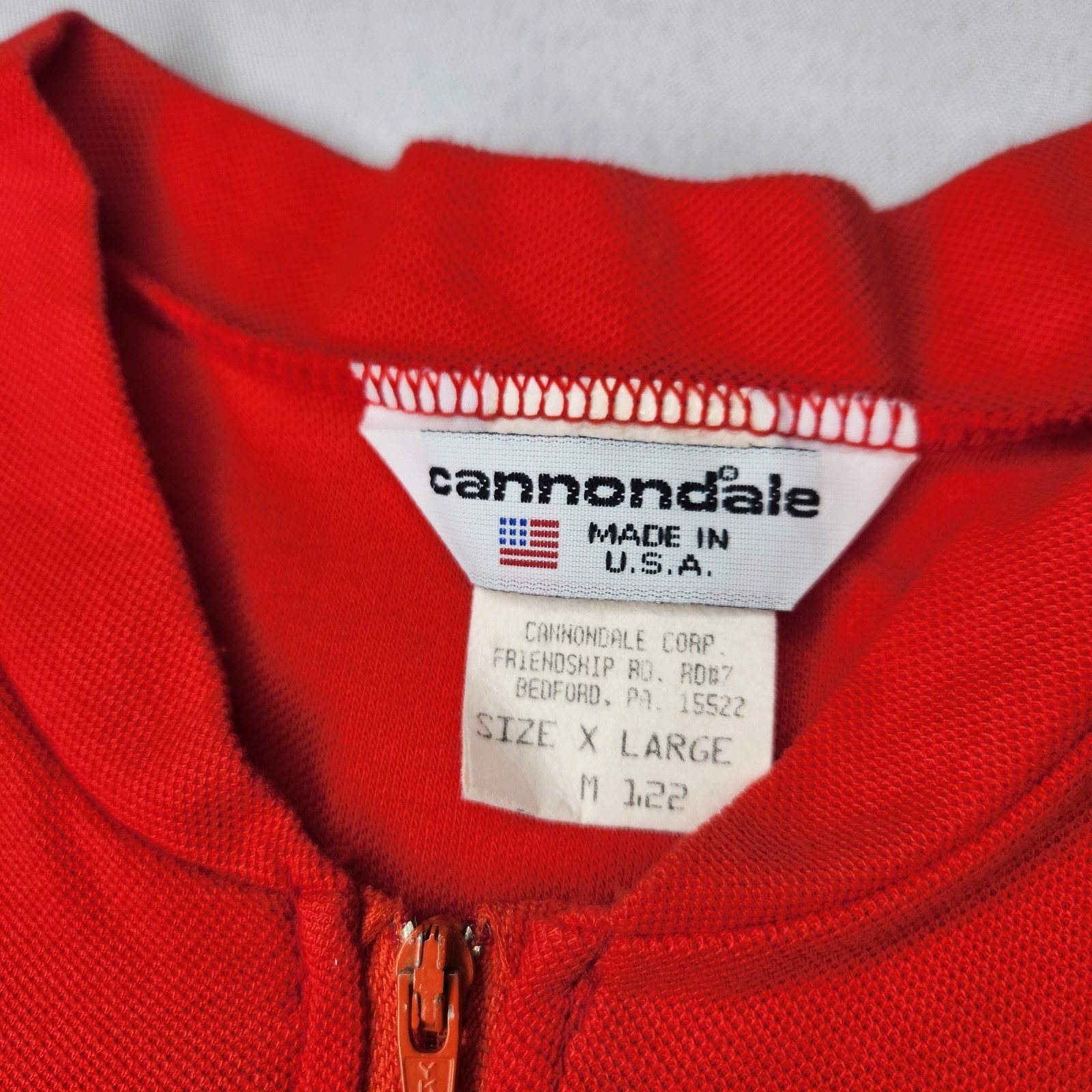 Vtg Cannondale Cycling Red Shirt Jersey Made In USA 50/50 Poly Cotton XL