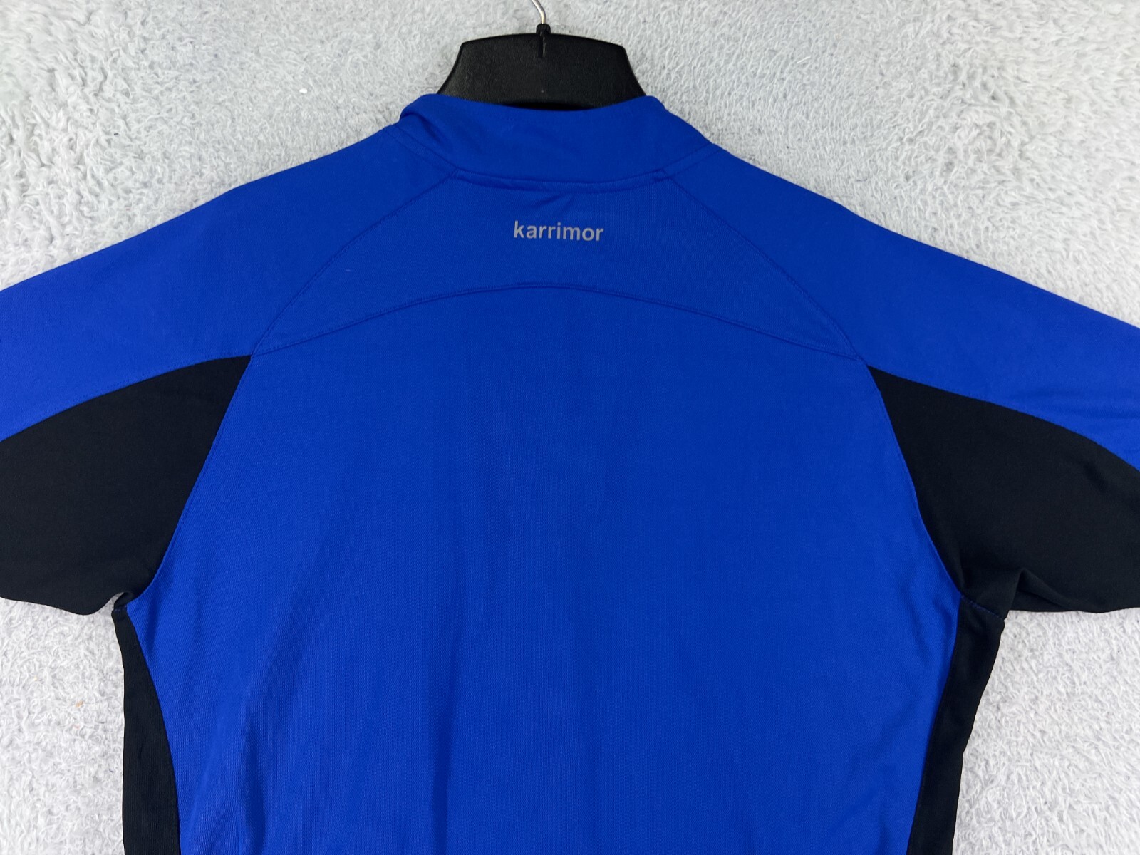 Karrimor Cycling Jersey Mens Large Blue Black Rear Pockets 100% Polyester