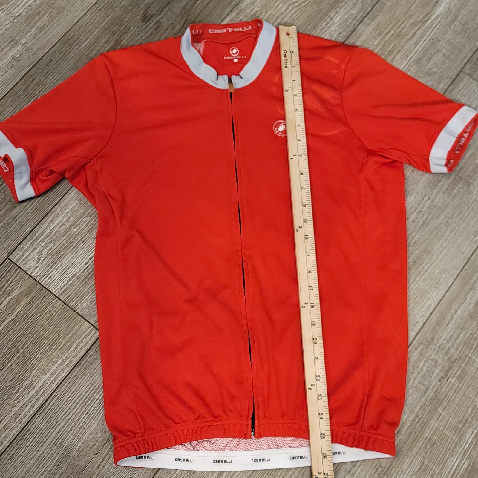 Castelli Jersey Mens XXL Red Cycling Full Zip Mesh Lined Elastic Waist Reflect