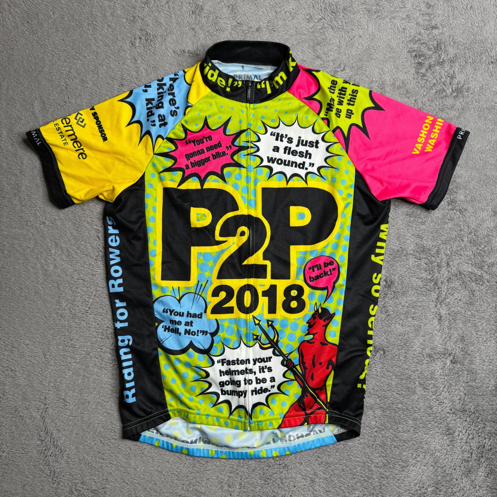 Primal Cycling Jersey Men’s XS Washington PNW P2P 2018 Vashion Rowing Club