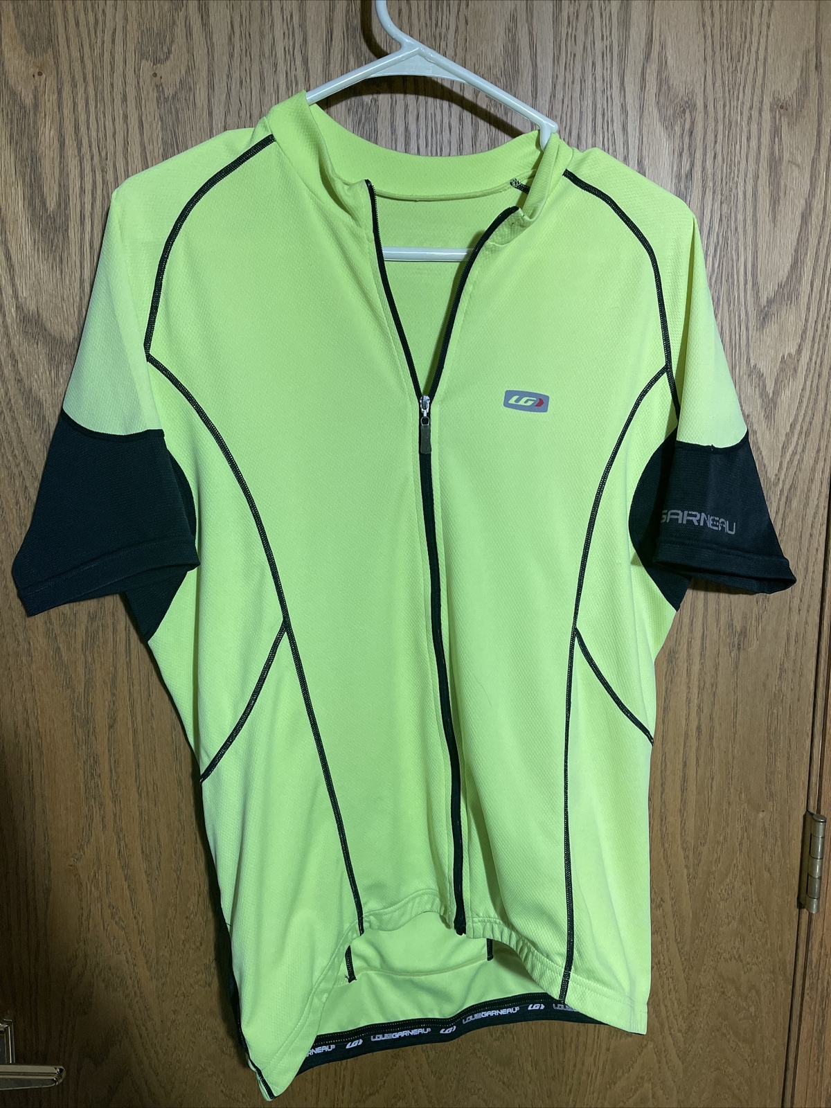 Louis Garneau Men’s Cycling Jersey Shirt Full Zip Up Short Sleeve Neon 22” Chest