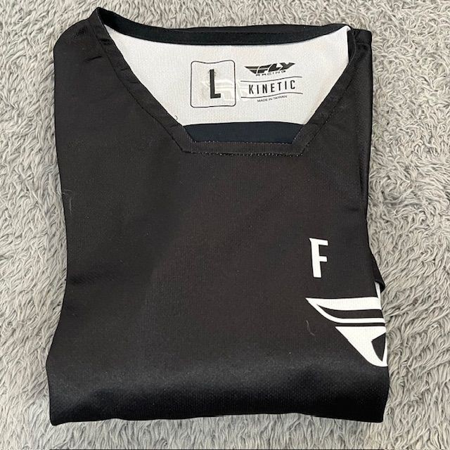 Fly Racing Jersey Mens L Kinetic Black Long Sleeve Motocross MTB MX Tech Shirt