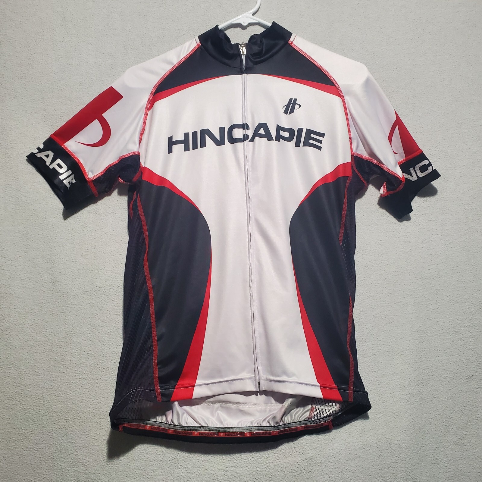 Hincapie Jersey Mens Large White Cycling Full Zip Nitro Pockets Vent Cool Dry