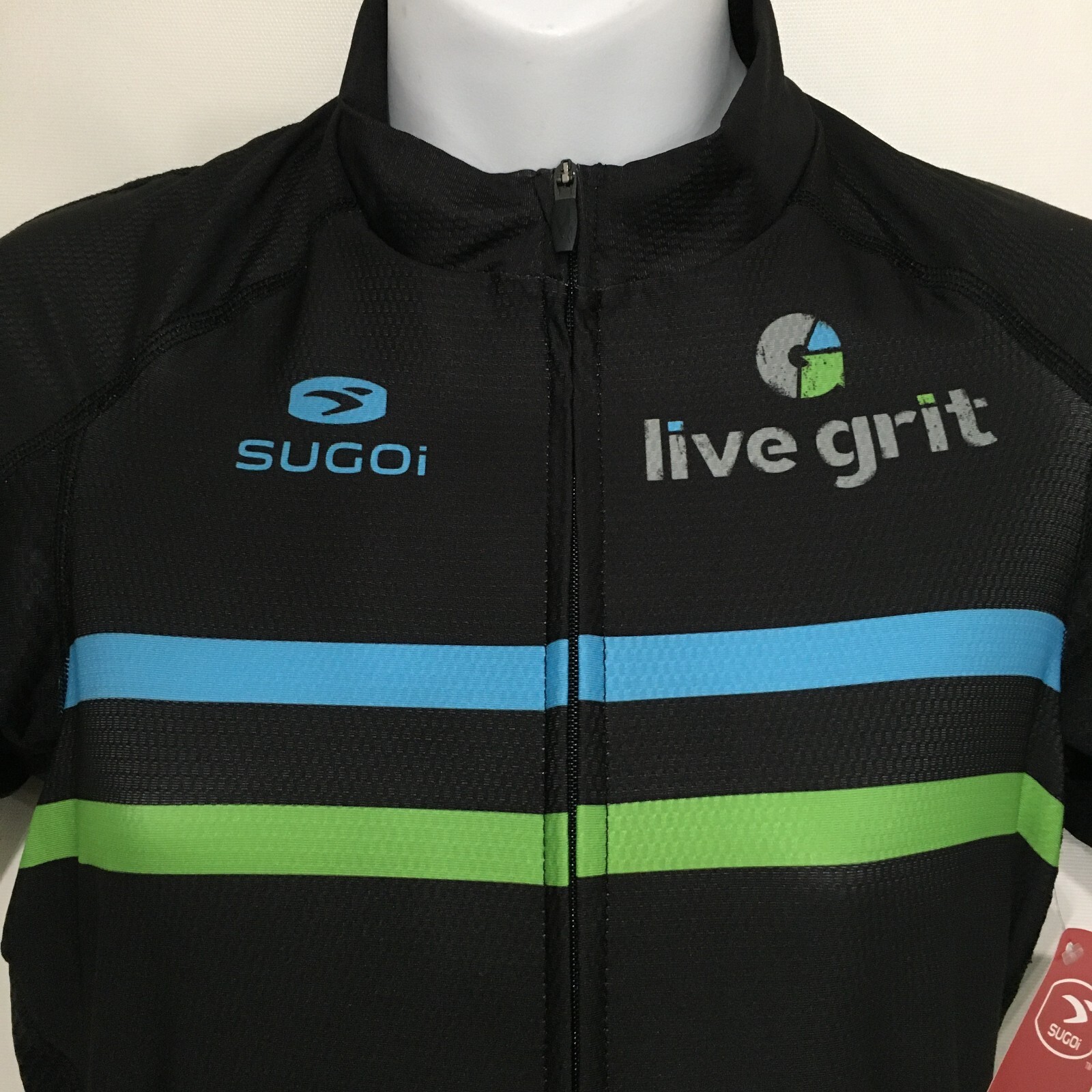 Sugoi Women M Live Grit RS Black Blue Green Short-Sleeve Bike Cycling Jersey NEW