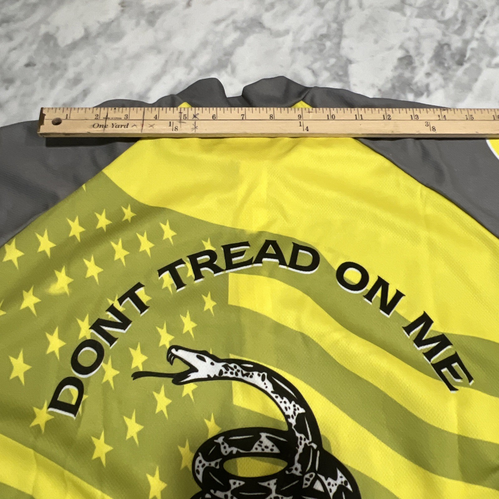 World Jerseys Don’t Tread On Me Cycling Jersey Men XL 3/4 Zip Pockets Yellow