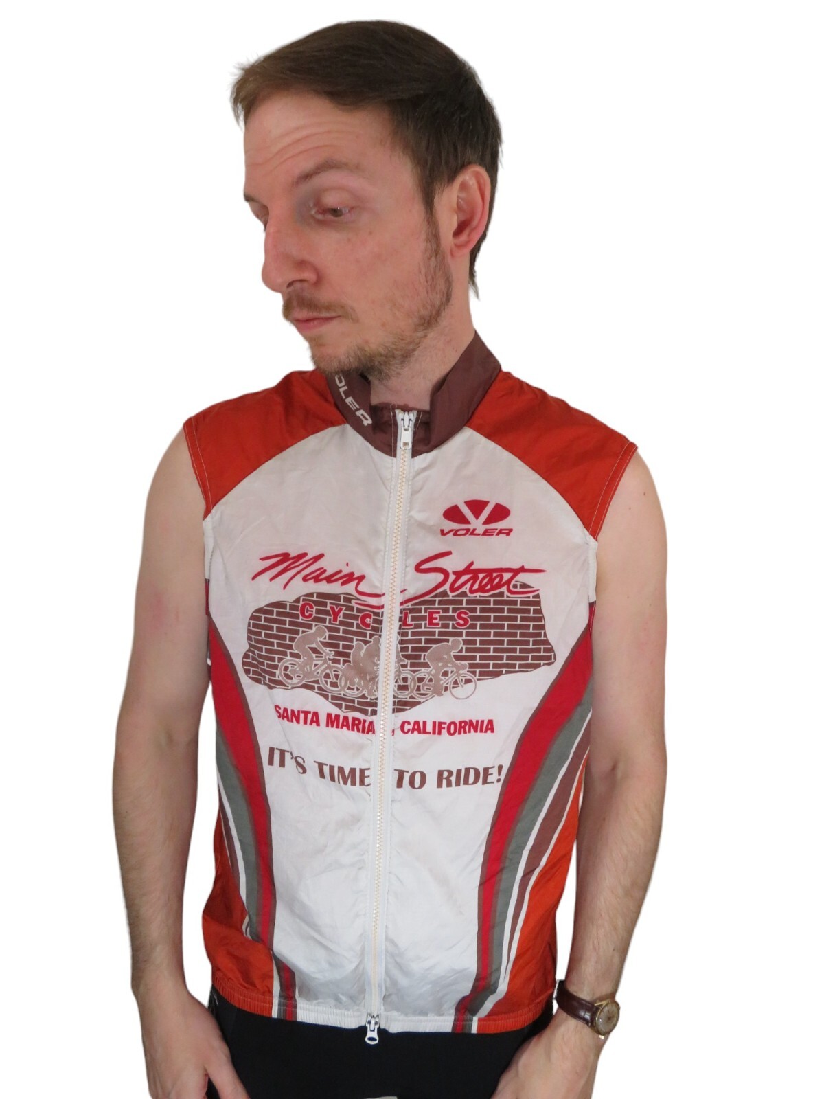 Vintage Made In USA Voler Sleeveless Cycling Bike Jersey Wind Vest Mens Sz Large
