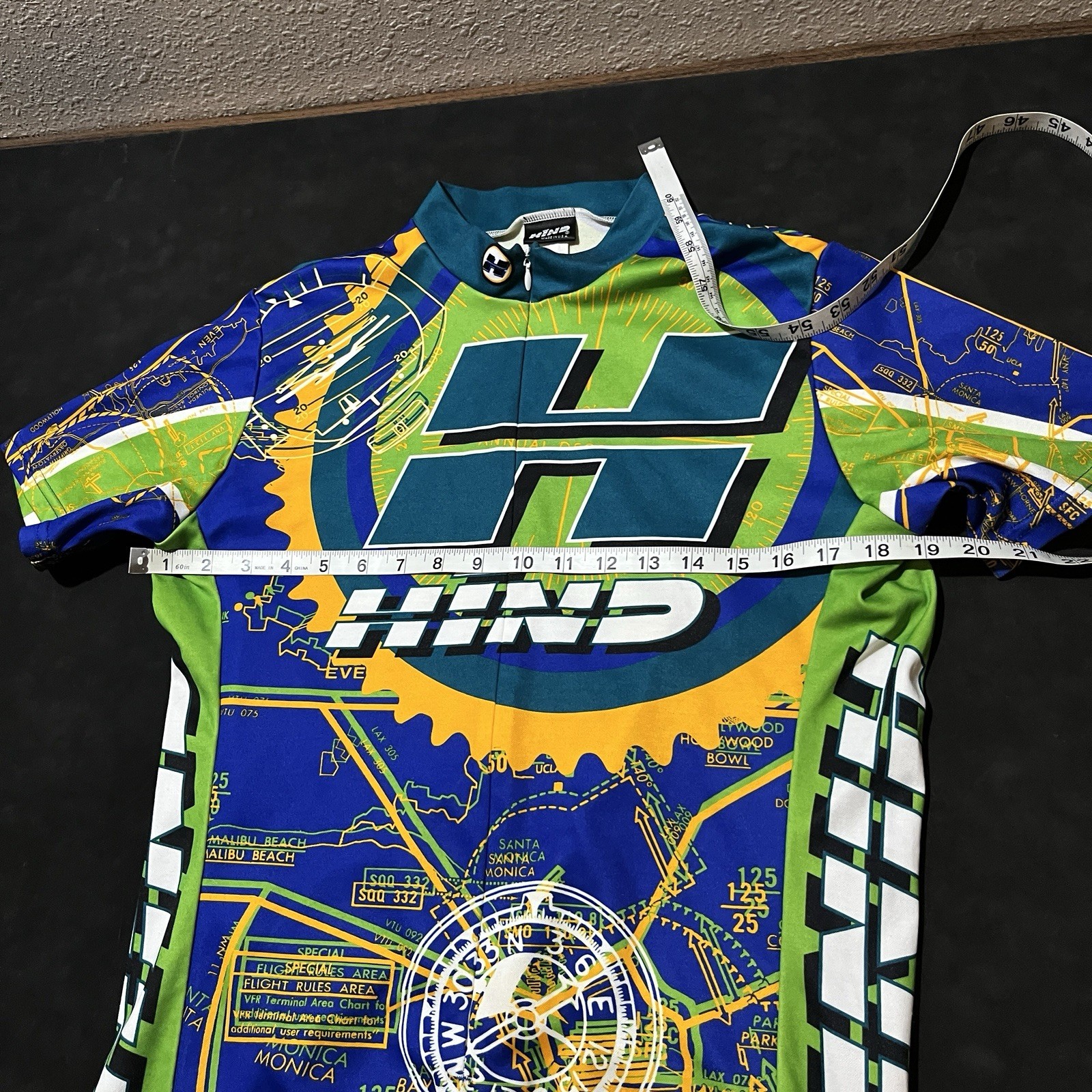 Vintage Hind Cycling Jersey USA Made 90s Canari Florida Orange Green Pockets Zip