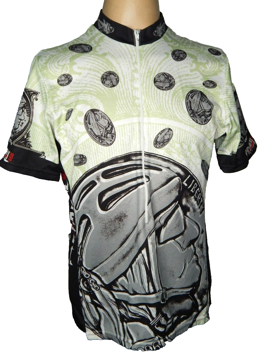 vtg 90s PRIMAL WEAR Heads I Win Short Sleeve Half Zip Cycling Jersey men’s L