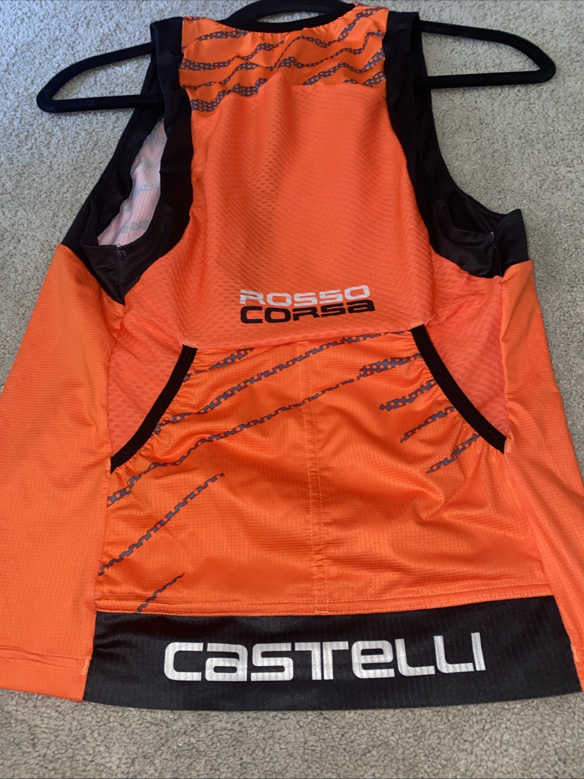 Castelli Free Tri Top Sleeveless Jersey Youth Large Orange Cycling Bike