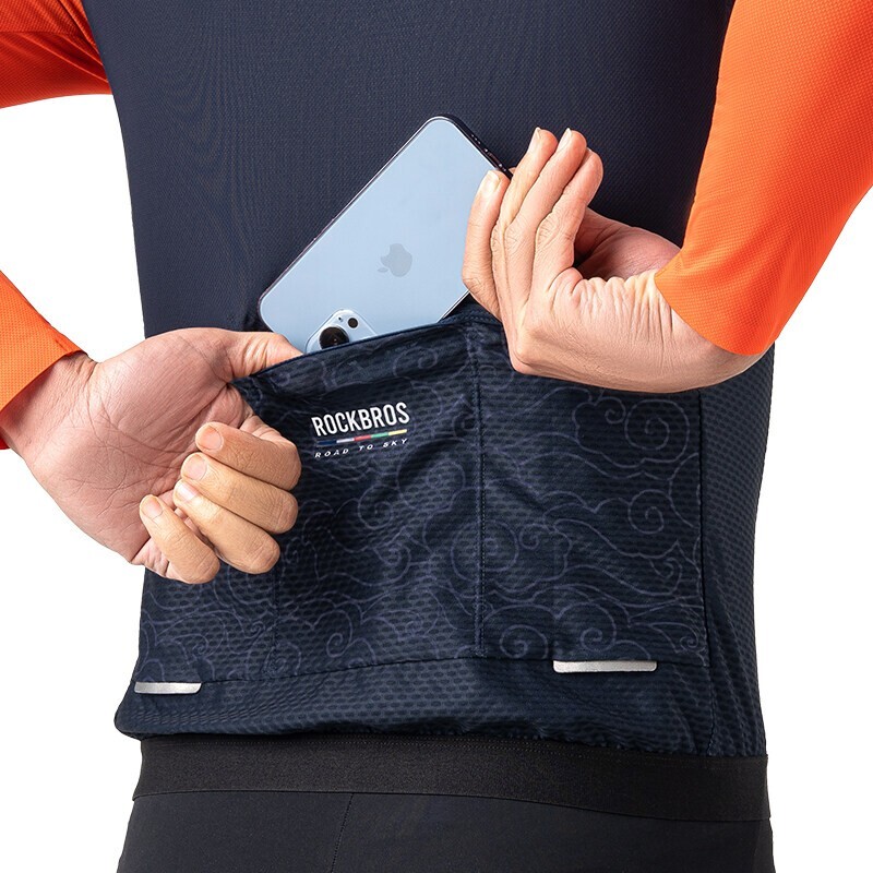 【ROAD TO SKY】ROCKBROS Men’s Full Zipper Long Sleeves Cycling Jersey Biking Shirt