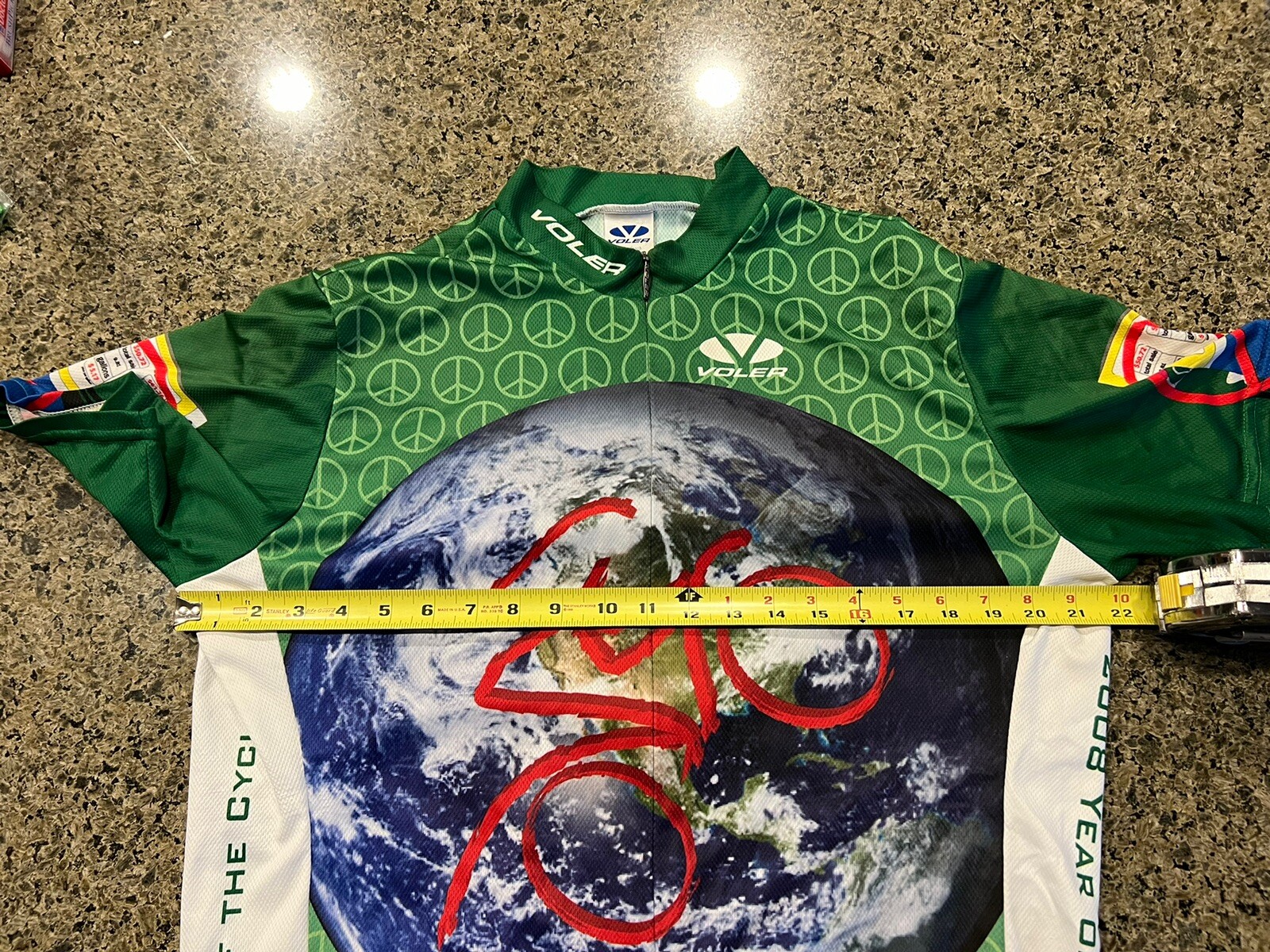2008 Voler Year Of The Cyclist Bike Cycling Jersey Shirt Sz XL 3/4 Zip Gre Earth