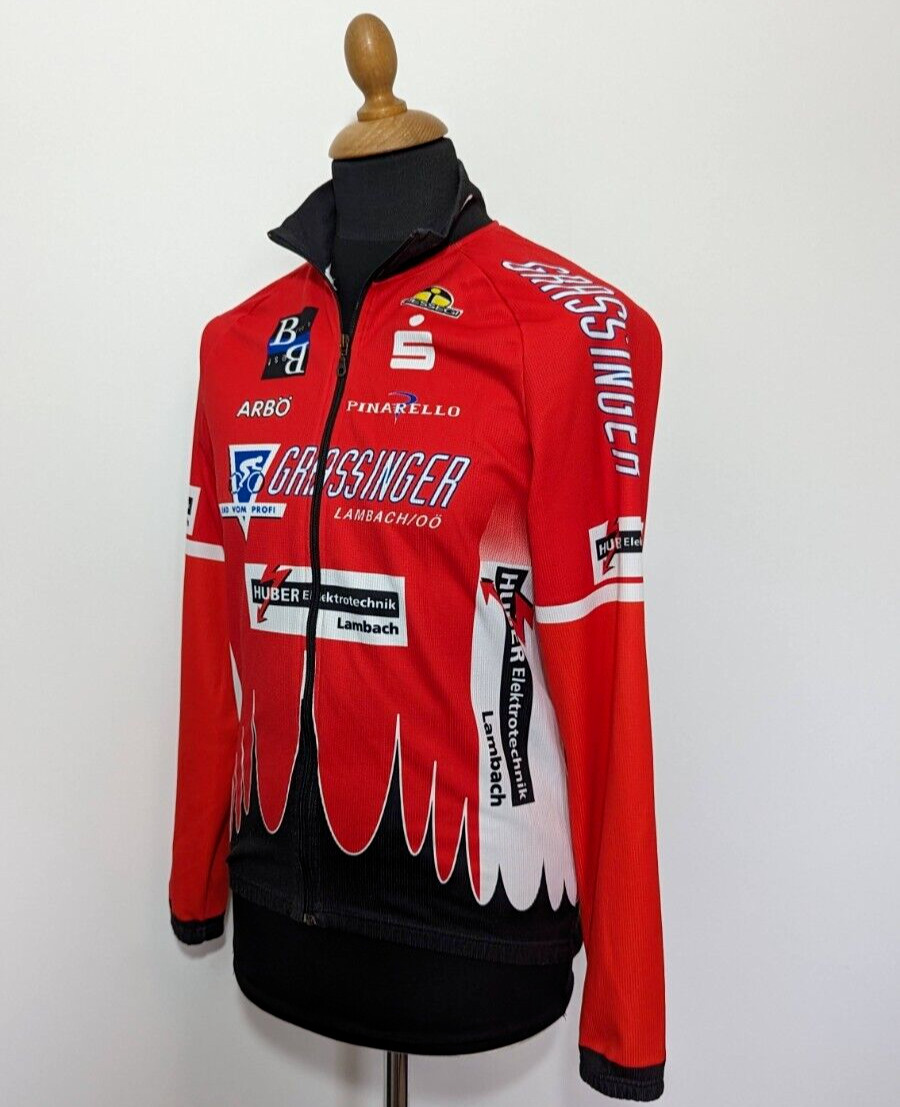 Giessegi Cycling Jersey Sz. M Long Sleeve Mens Red Full Zip Racing Warm Winter