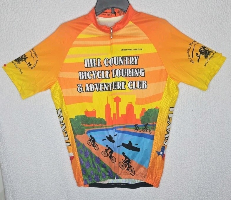 ZbikeWear XL Cycling Full Zip Short Sleeve 3 Back Pockets Hill Country Texas