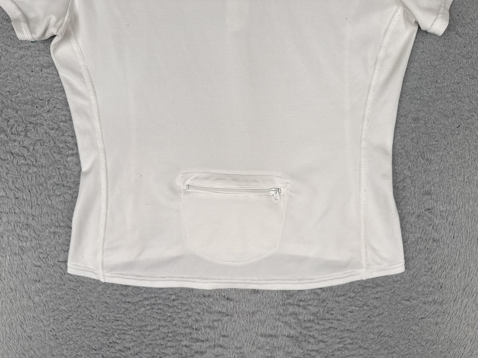 REI Cycling Jersey Womens Medium White Short Sleeve 1/4 Zip Pockets Bike Top
