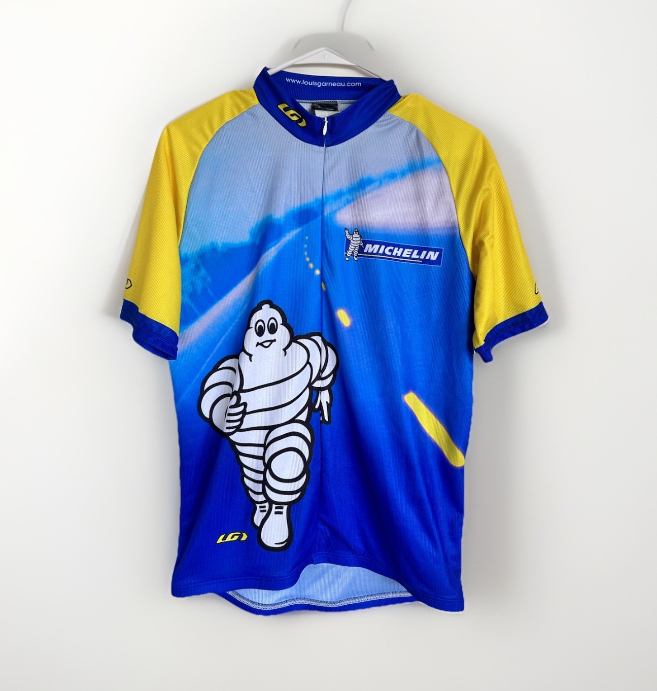 LOUIS GARNEAU Cycling Jersey Yellow and Blue Michelin Man Tires Men’s L