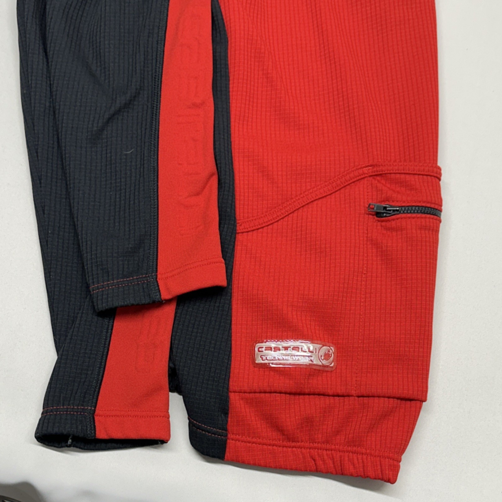 Men’s Castelli Red Black Long Sleeve Zip Mock Neck Cycling Jersey L