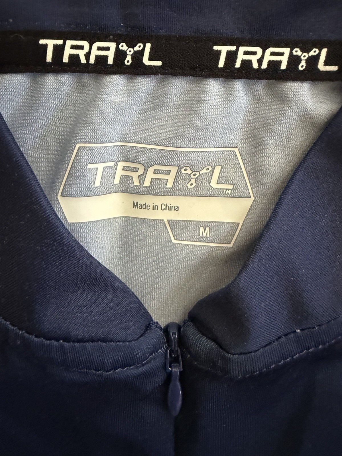 TRAYL Women’s Cycling Jersey Size M Blue Short Sleeve 1/4 Zip Bike Shirt