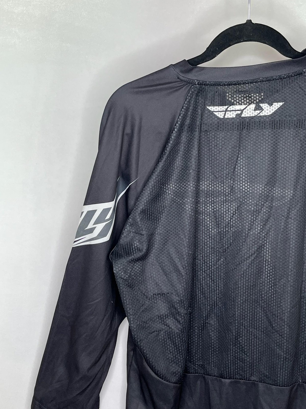 Fly Racing Cycling Jersey Shirt XL Black Long Sleeve Mens Mesh V-Neck Quick Dry