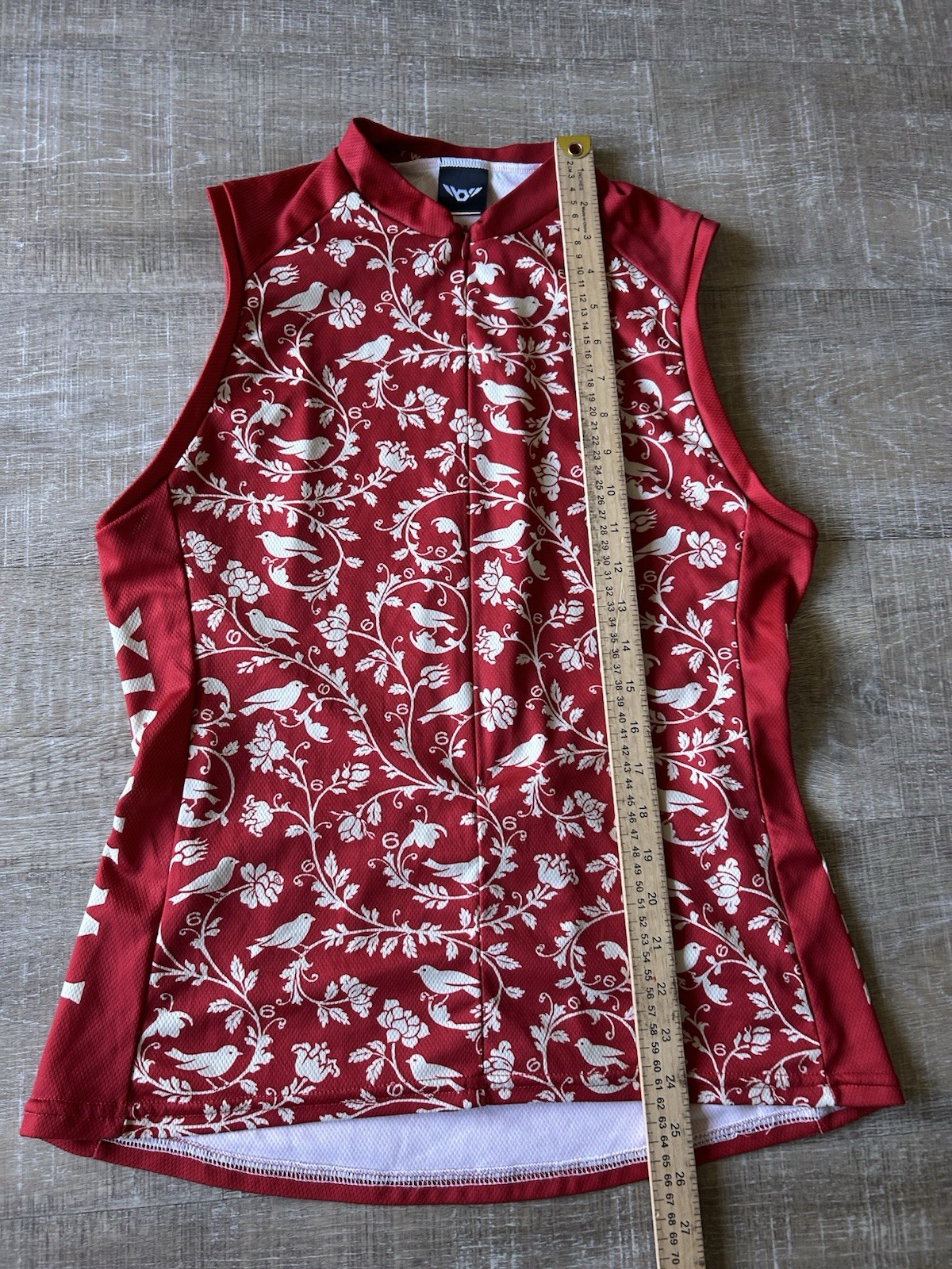 Twin Six Club Raglan Cycling Jersey Womens L Red Floral Bird Sleeveless USA