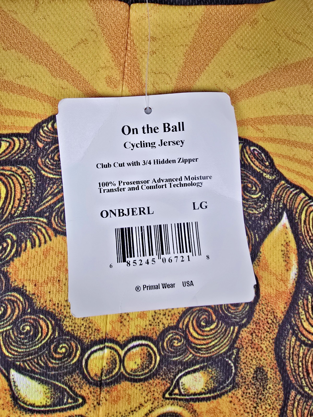 NWT Primal Foo Dog On the Ball Cycling Jersey Men’s Large Club Cut Short Sleeve