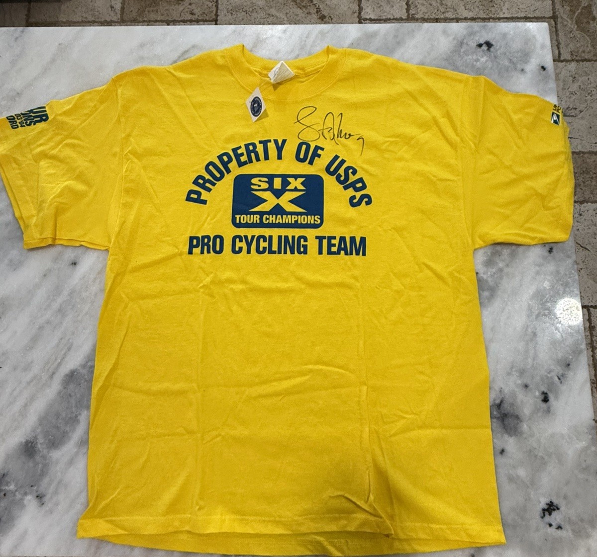 NWT USPS Pro Cycling 6 Time Champions 1999-2004 Shirt Lance Armstrong Autograph