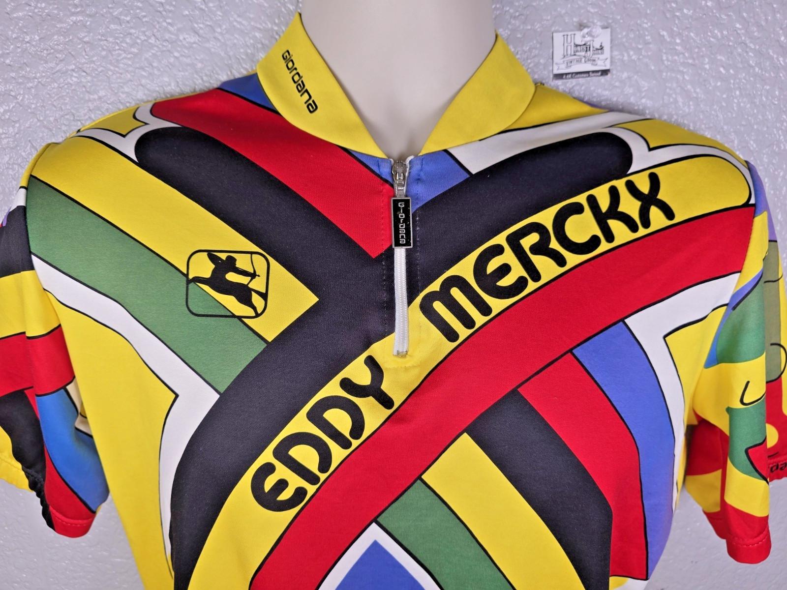 Vintage 1989 Giordana Eddie Merckx Cycling Jersey XL Short Sleeve Back Pocket