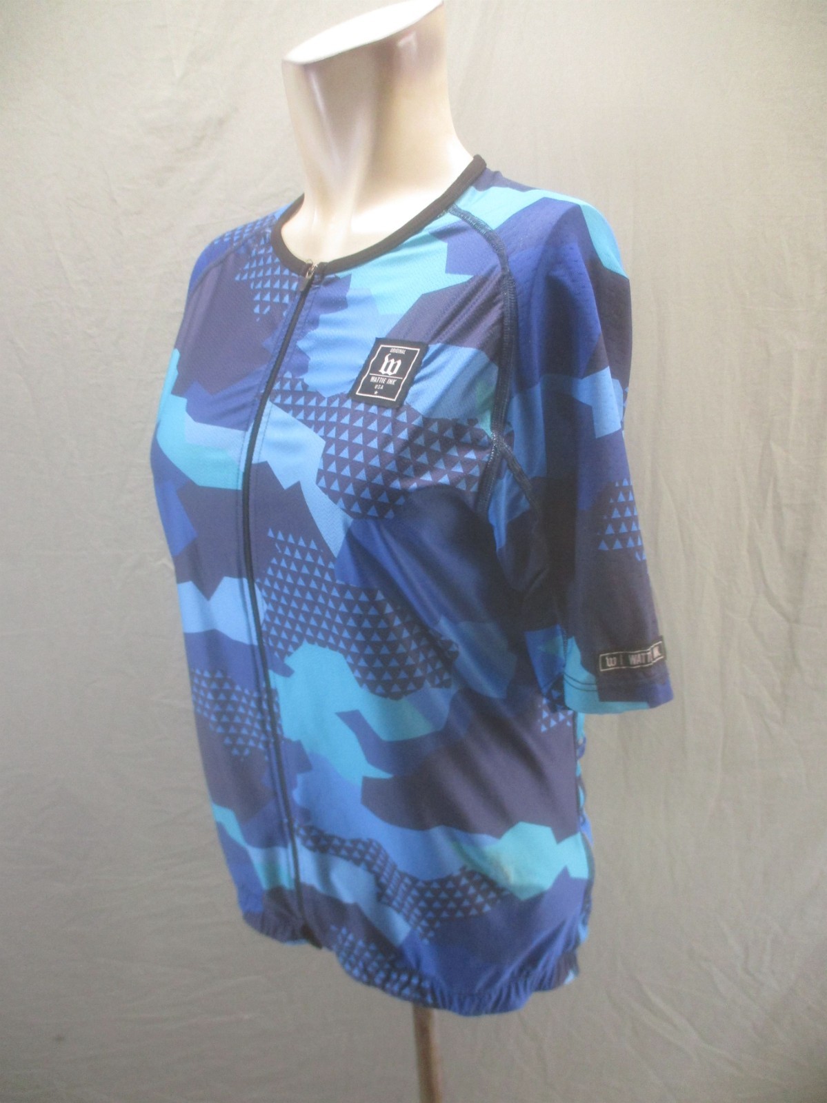 Wattie Size L Womens Multicolor Camo Cycling Back Pocket Full Zip Jacket 360