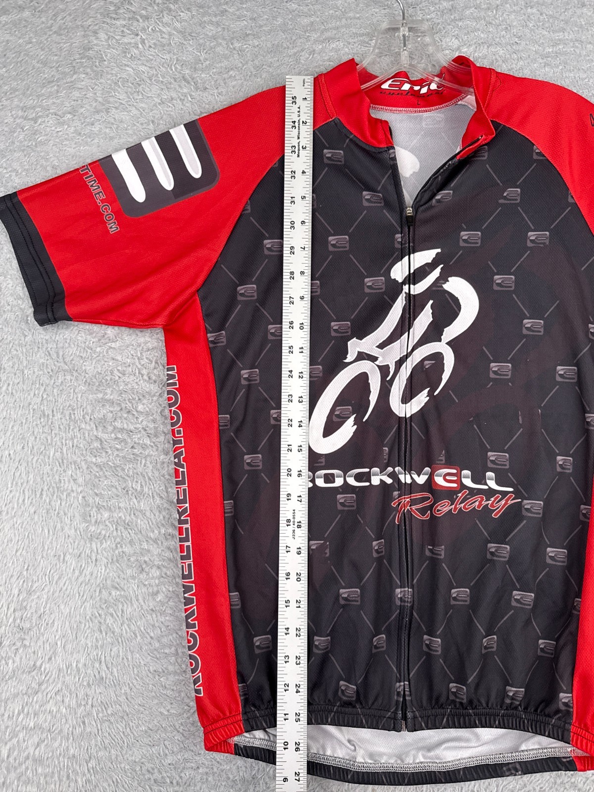 Epic Cycling Jersey Adult Large Black Red Full Zip Short Sleeve Rockwell Relay