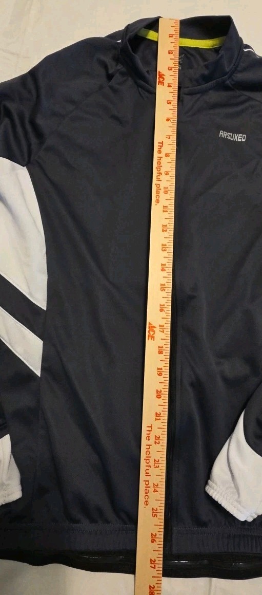 Arsuxed Cycling Full Zip Shirt Size Lg, 3 Storage pockets, Gray With White Trim