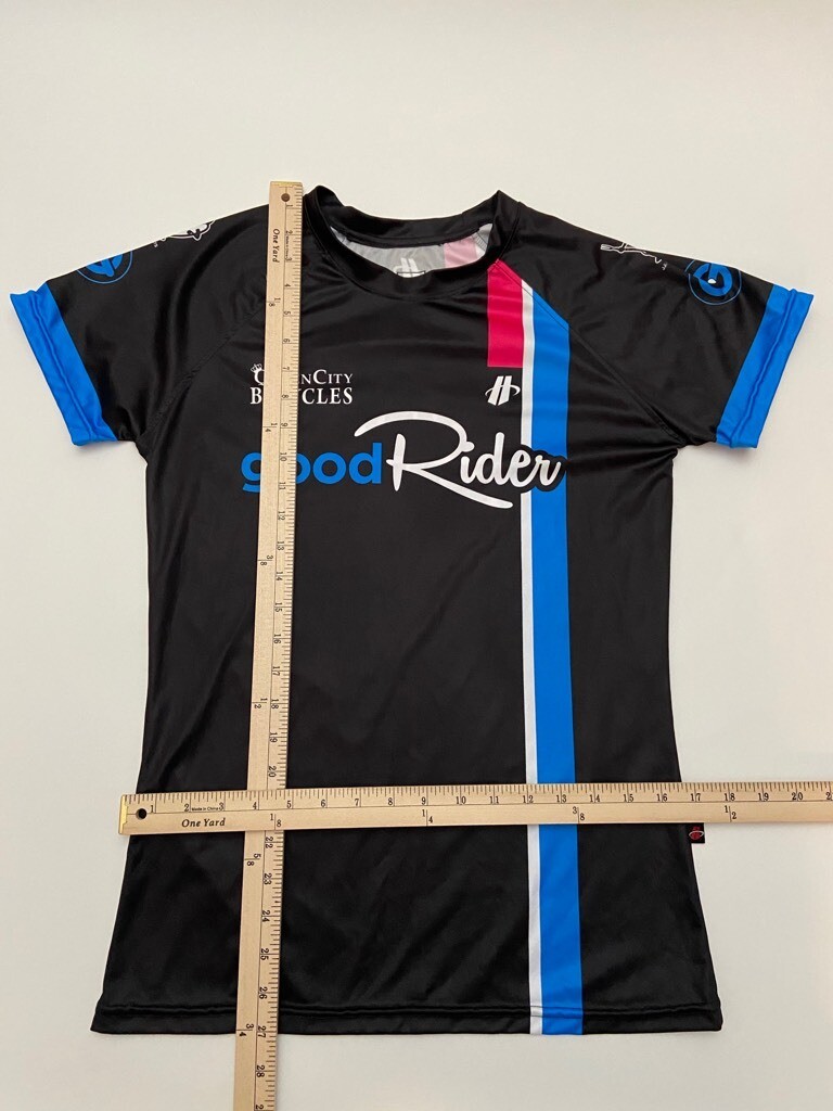 Hincapie Womens Jersey Leisure Cycling Top Black Blue Short Sleeve Good Rider L