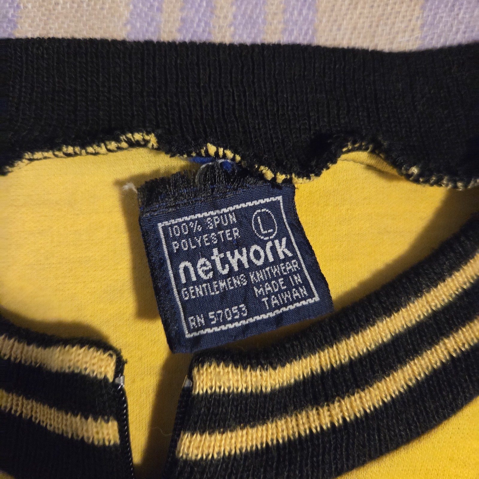 Vintage Cycling Jersey Network Knitwear Size Large Zip Up Color Block 70s Rare