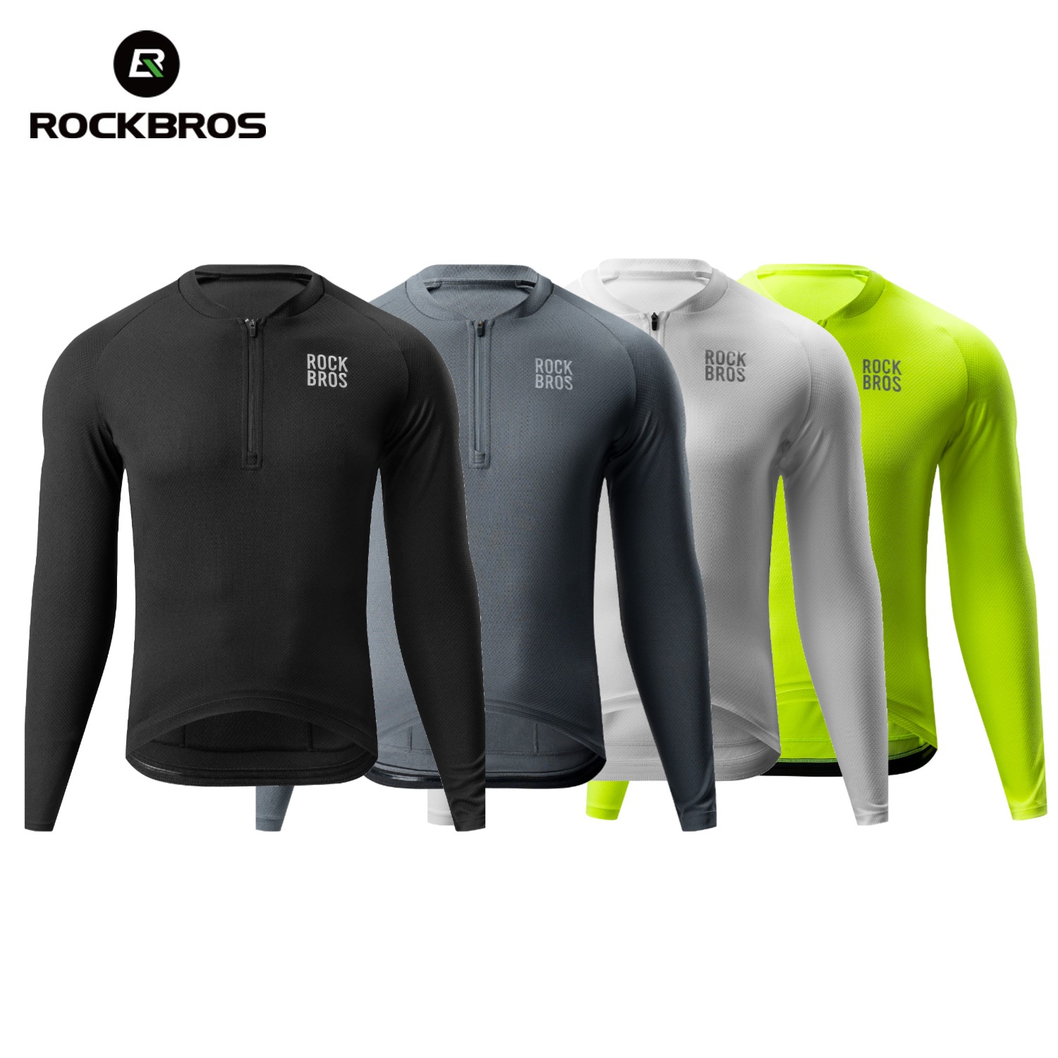 ROCKBROS Cycling Jersey Mens Long Sleeve Bike Jersey 1/4 Zipper Cycling Tops
