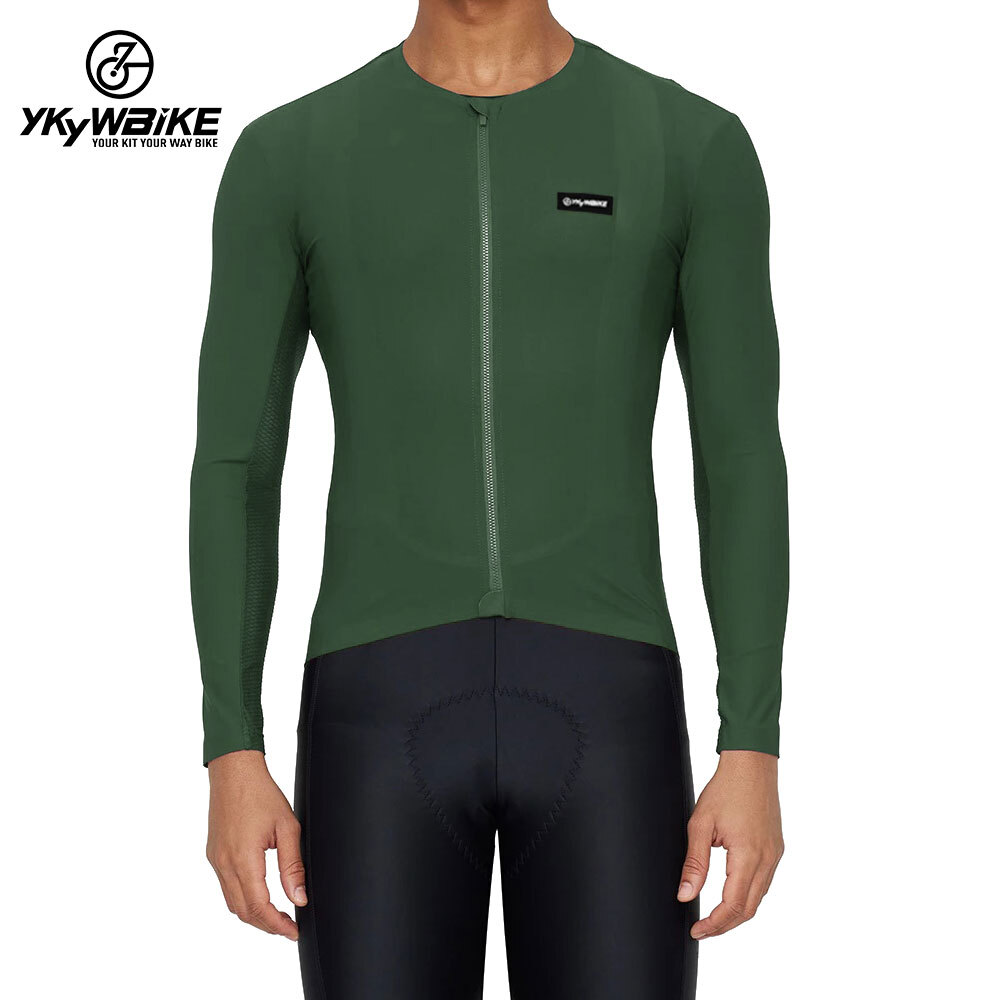 Mens Cycling Jersey Long Sleeve Bike collarless Shirts UPF50+ Bicycle Jersey