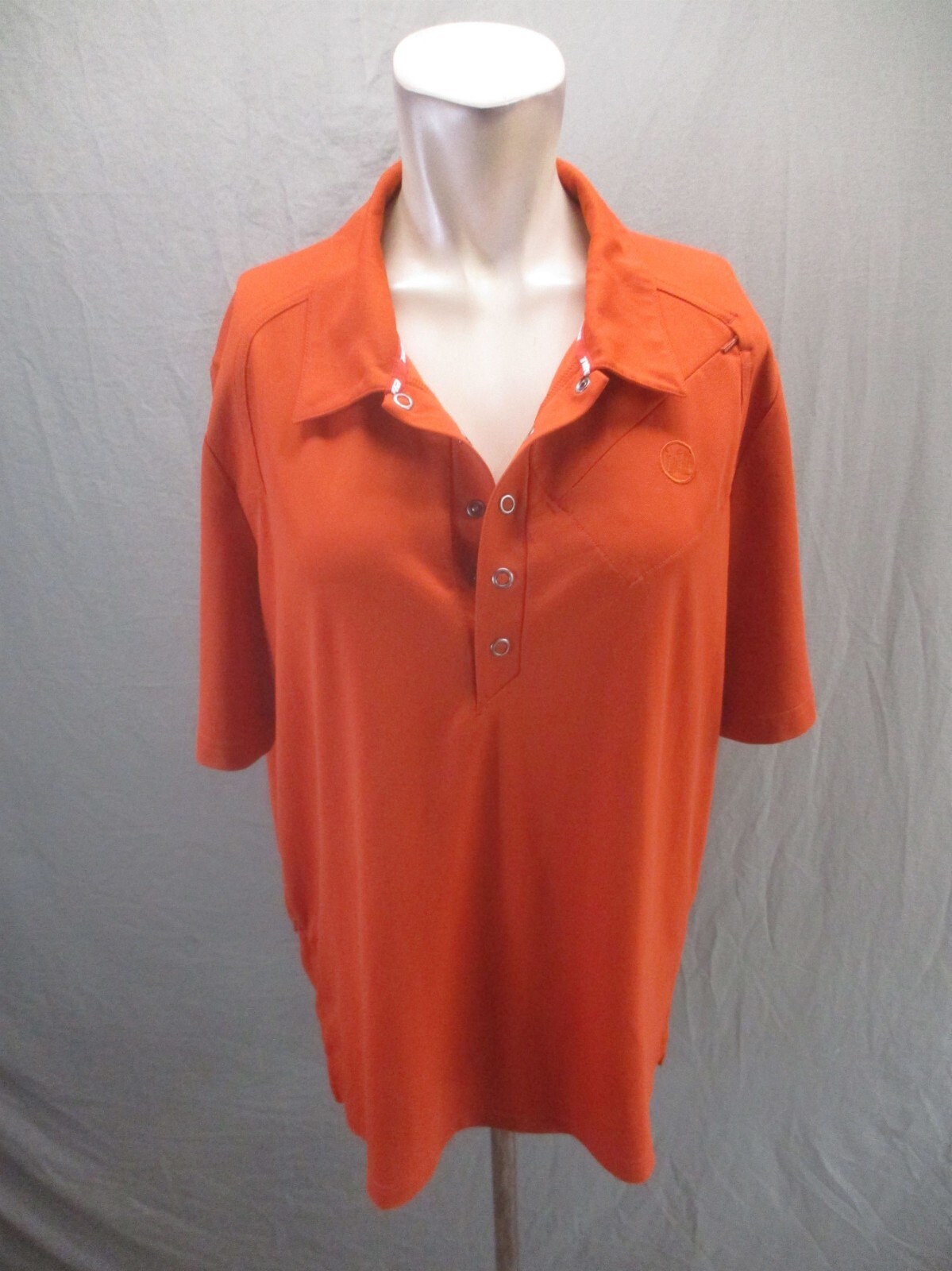 NOVARA Size XL Mens Orange 1/2 Snap Collar Short Sleeve Cycling Polo Shirt 468