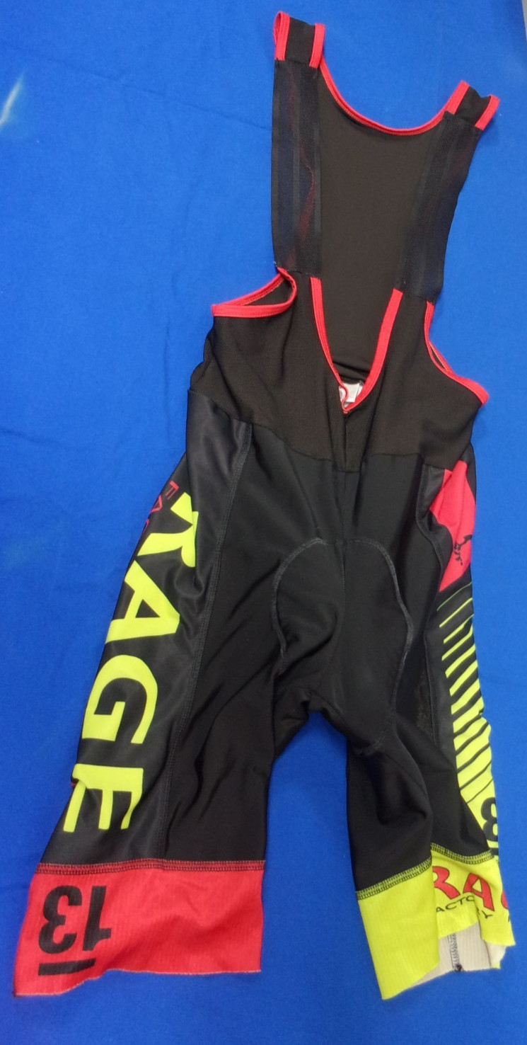 DESIGNER RAGE FACTORY CYCLING BLACK RED & YELLOW SUIT SIZE LARGE