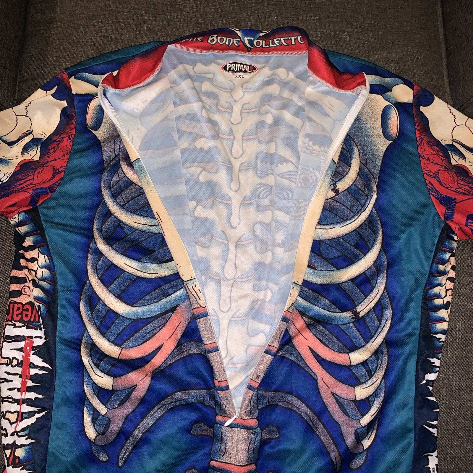 Primal Bone Collector Full Zip Skeleton Graphic Cycling Jersey Men’s XXL