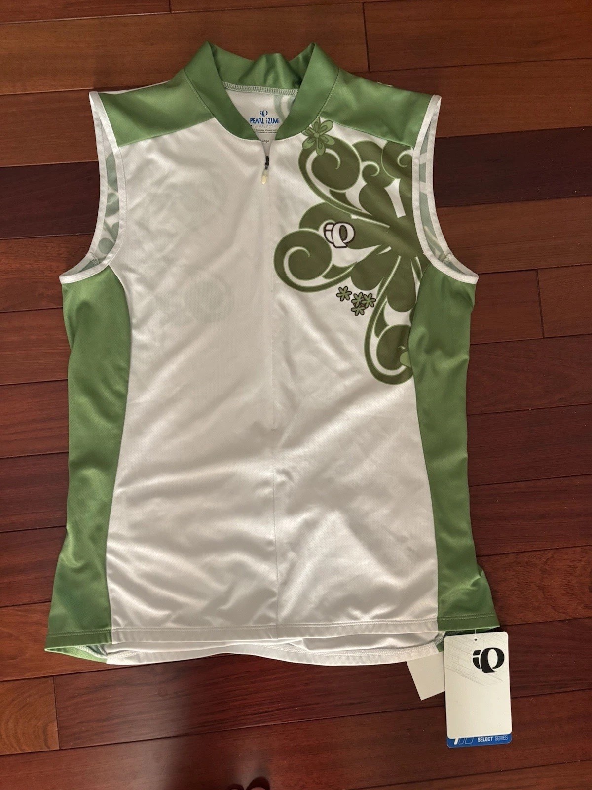 Pearl Izumi Women NWT L Sleeveless Cycling Jersey Long Zipper Three Rear Pockets