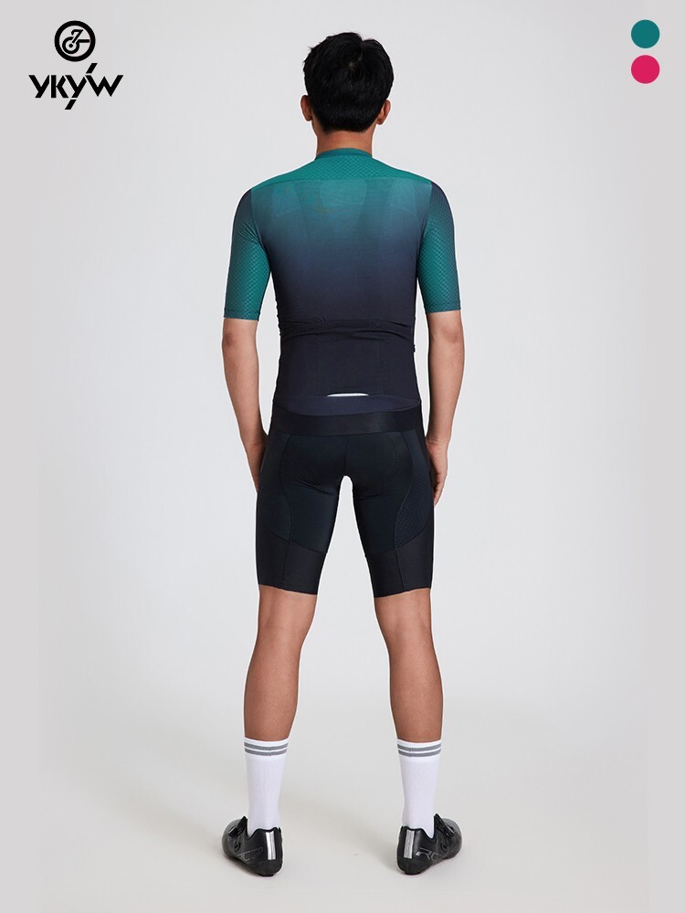 YKYW Men’s Cycling Jersey Short Sleeve Bicycle Shirt Maillots MTB Gradient Tops