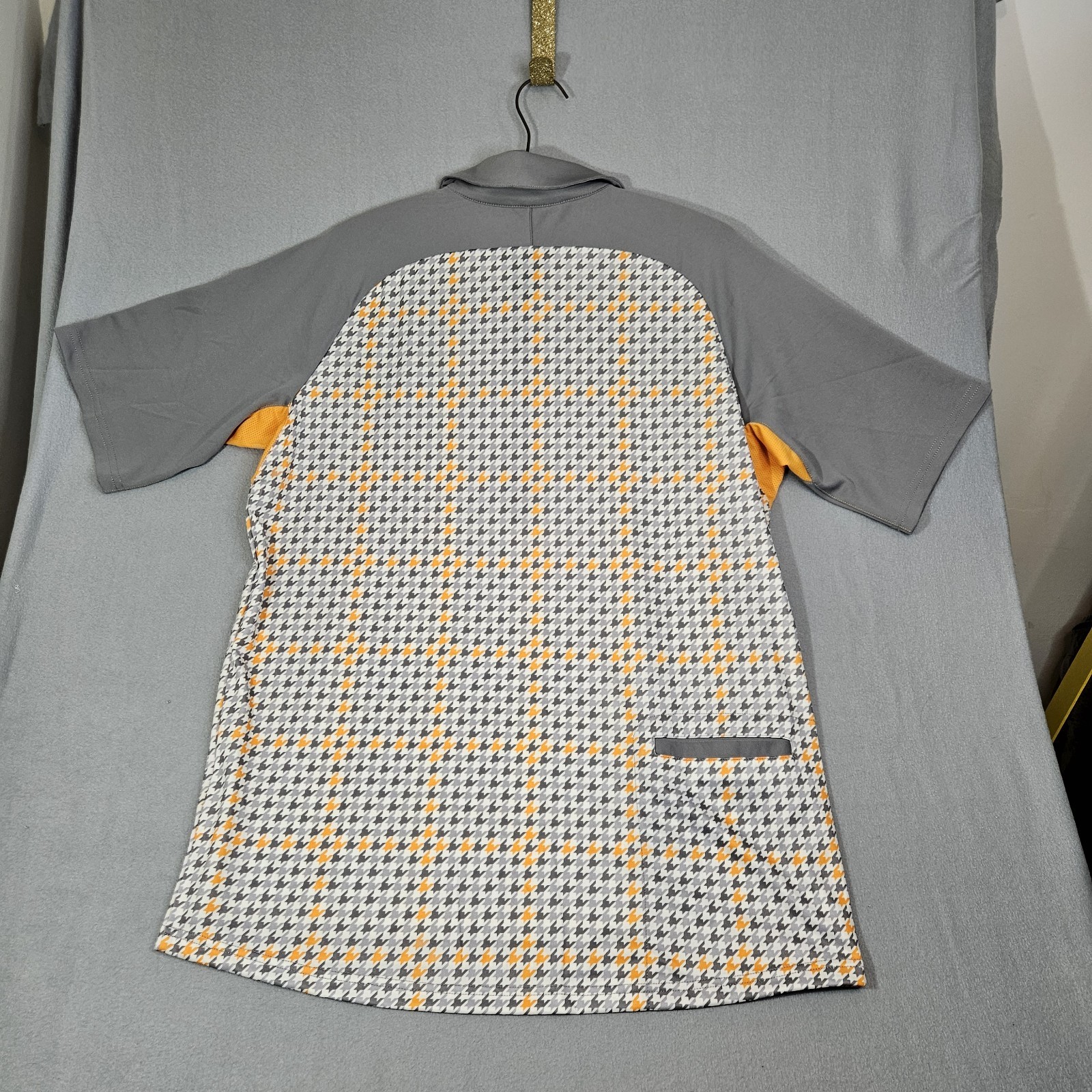 NEW W/Tags IXSPA Men’s Large Hound-Tooth-Check, zip-Polo Cycling/Golfing Shirt