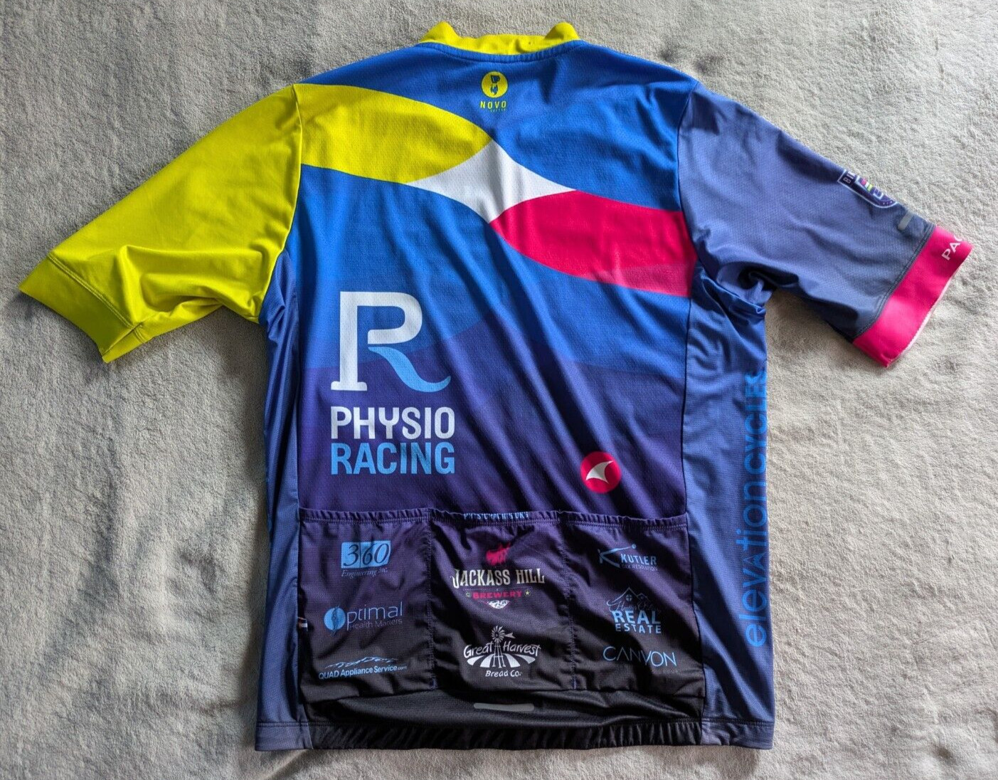 PACTIMO Cycling Jersey Mens 2XL XXL Race Cut Blue Yellow Bicycle