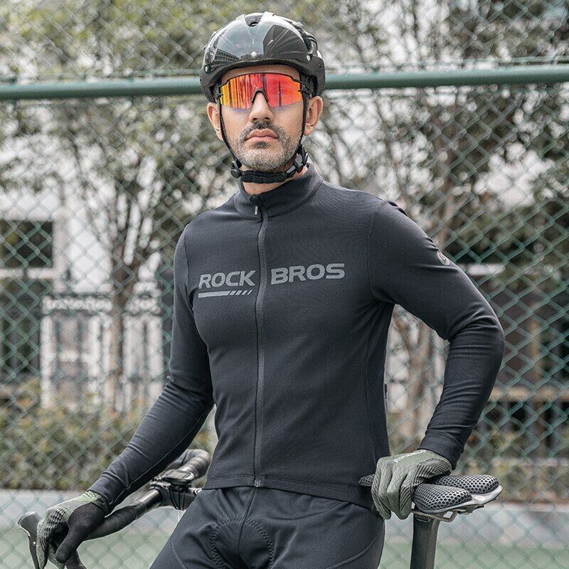ROCKBROS Winter Fleece Cycling Jacket Suit Bike Jersey Bicycle Thermal Clothing