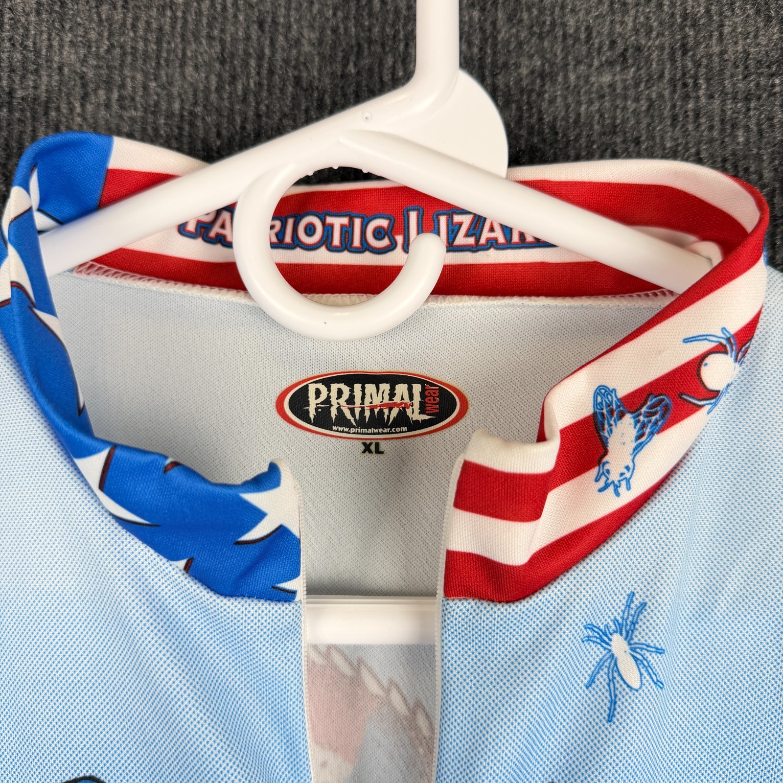 Primal Wear Cycling Jersey Men XL Patriotic Lizard American Flag Chameleon Bike