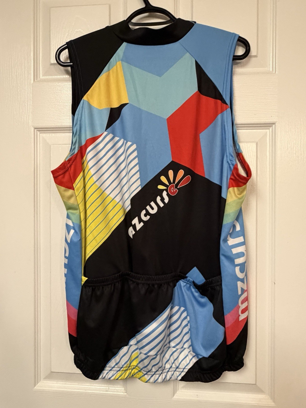 Mzcurse Cycling Jersey Full Zip Sleeveless Mock Neck Multicolor Graphic XXXL