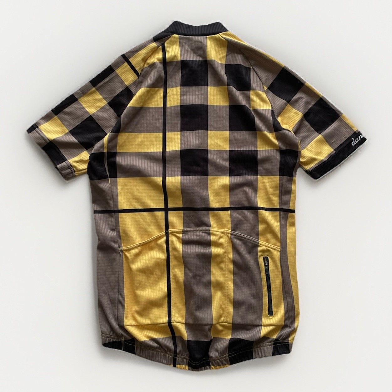 DannyShane Performance Cycling Jersey Men’s Small Yellow Plaid Charlie Brown