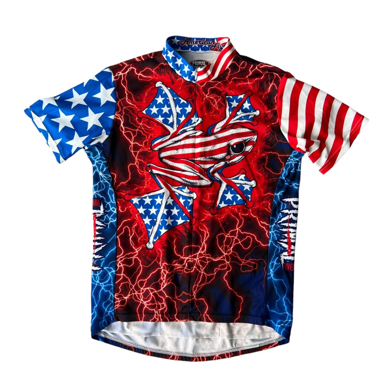 Primal Wear American Flyer “Frog” Cycling Jersey Blue / Red / White Men’s Large