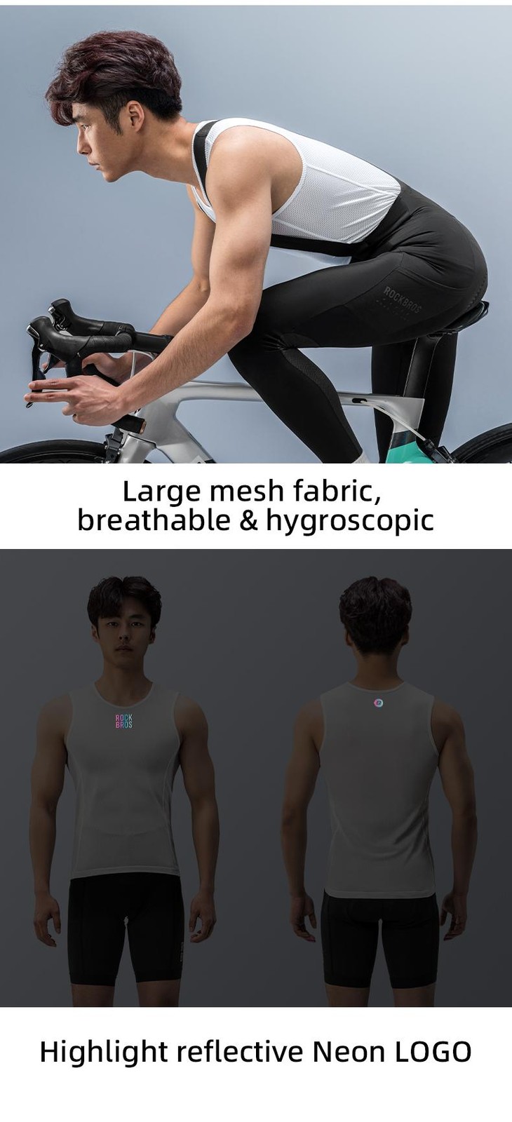 Rockbros Bike Vest Breathable Men’s Sleeveless Short Summer Undershirt Windbreak