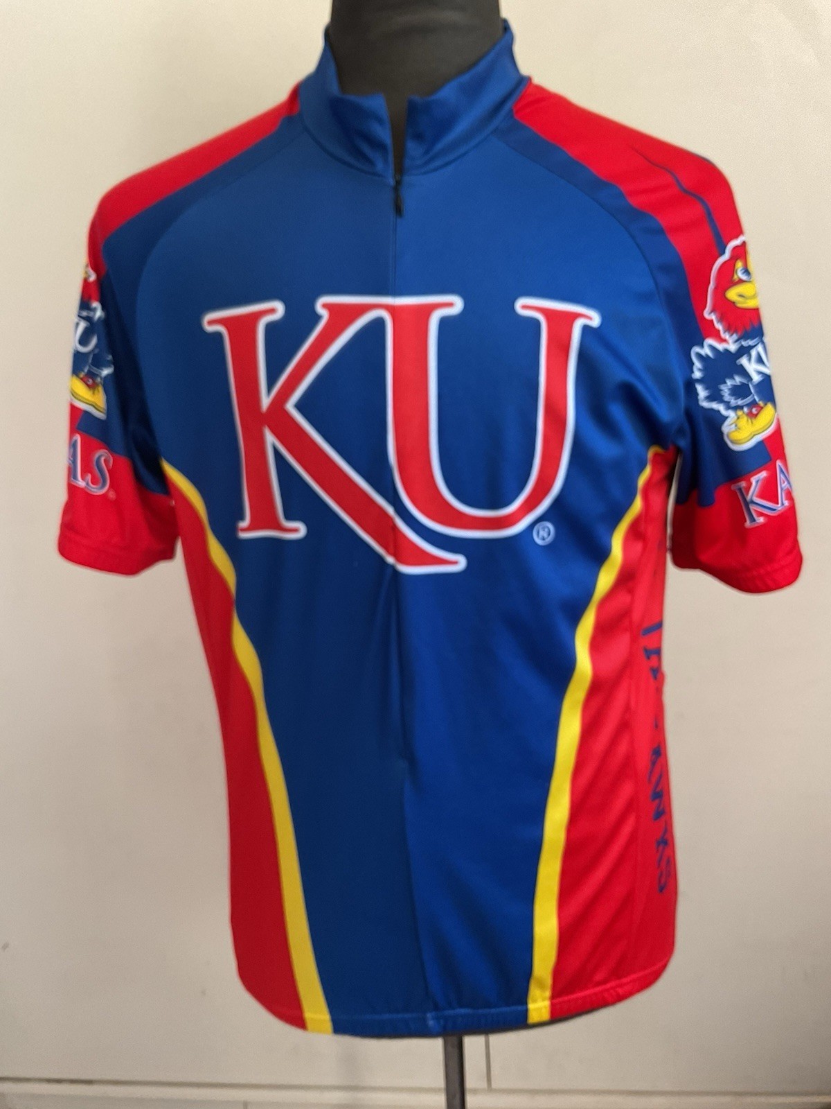 Kansas KU Jayhawks Cycling Jersey Adrenaline Promotions Size Large Biking