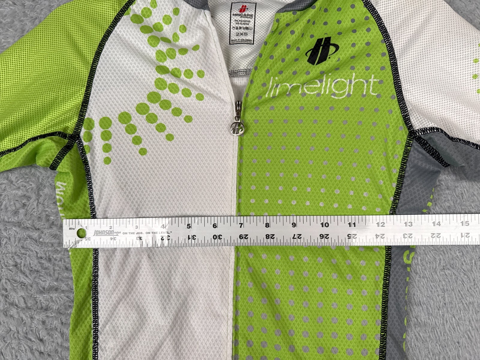 Hincapie Cycling Jersey Adult 2XS XXS Lime Green White Short Sleeve Aspen Colo